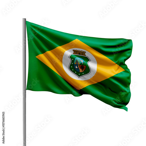 Flag of Ceara State from Brazil Waving on Transparent Background