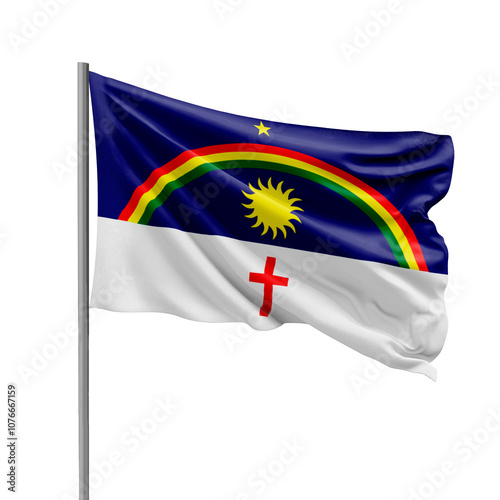 Flag of Pernambuco State from Brazil Waving on Transparent Background