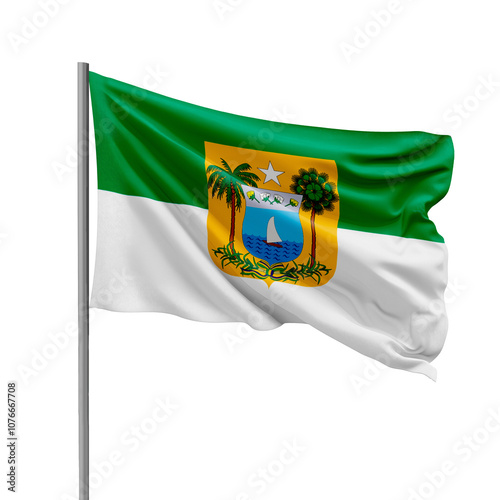 Flag of Rio Grande do Norte State from Brazil Waving on Transparent Background