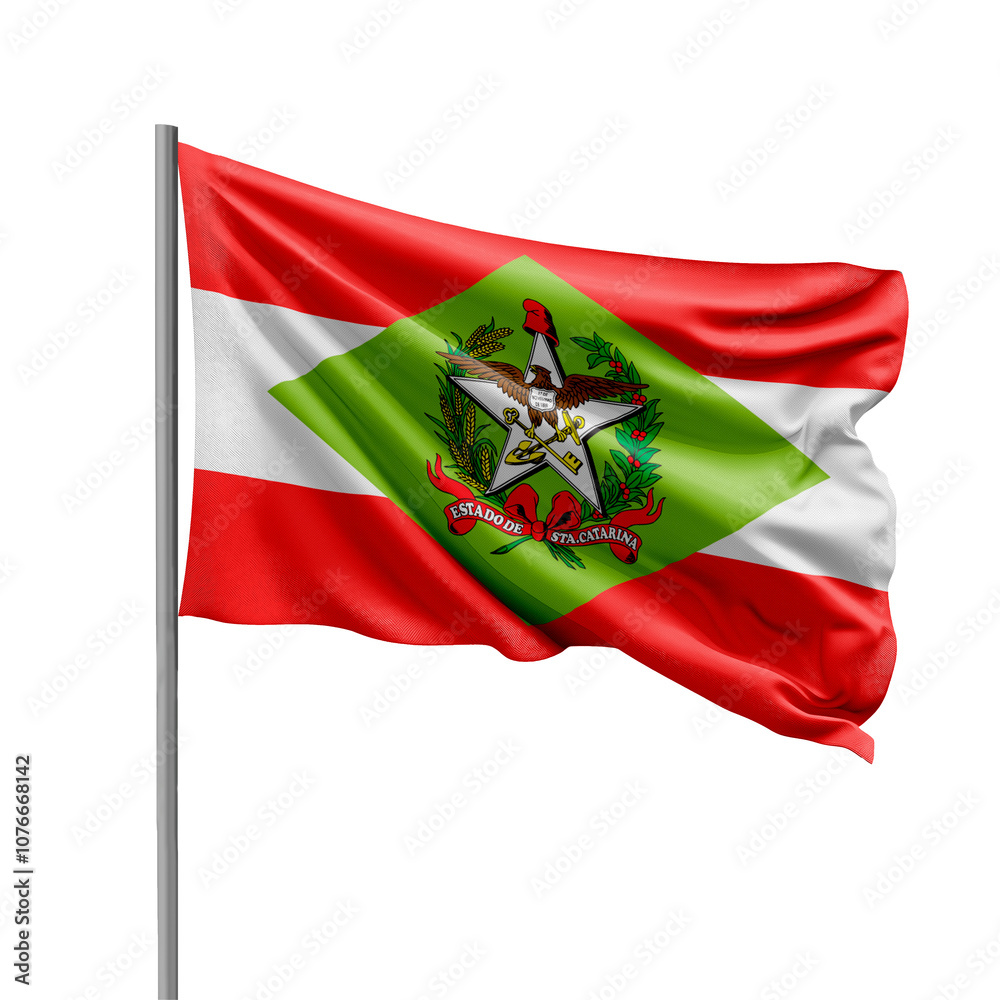 Naklejka premium Flag of Santa Catarina State from Brazil Waving on Transparent Background