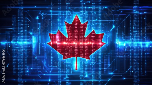 Digital Canada Maple Leaf and Technology Background