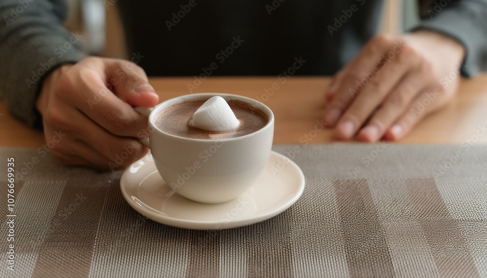 Hot chocolate latte on the table Hot chocolate latte on the table