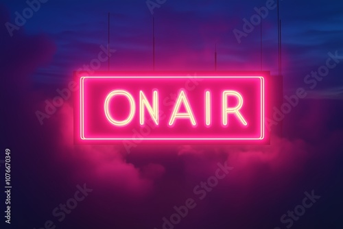 Brightly glowing on air neon background with vibrant border design in jpeg format