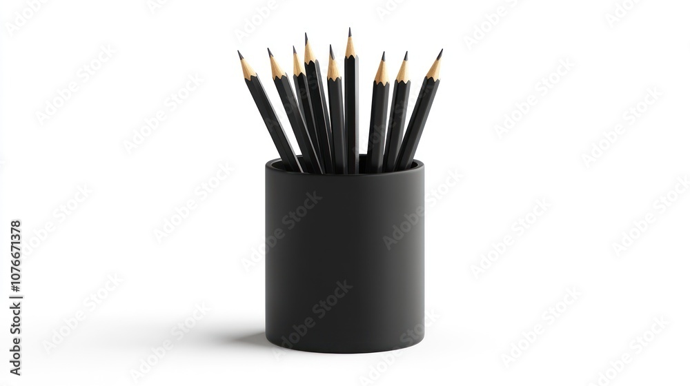 Fototapeta premium Black Pencils in a Black Holder
