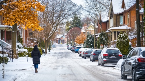 Wallpaper Mural Quiet Winter Walk in a Dimly Lit Neighborhood Torontodigital.ca