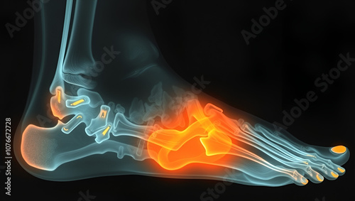 X-ray view of inflamed foot bones