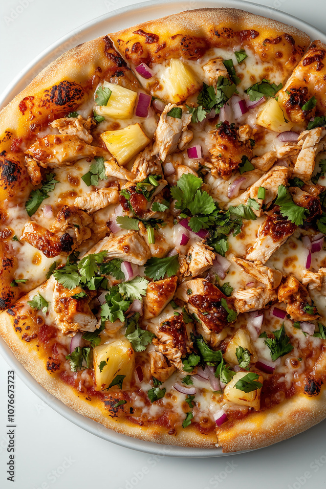 pizza on a plate,Pizza with barbecue sauce pizza on a plate,Pizza with barbecue sauce