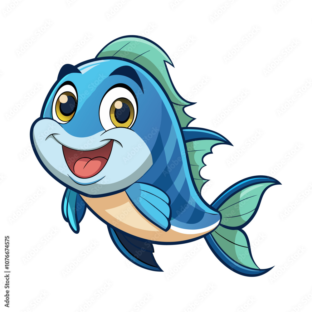 Naklejka premium Playful fish mascot with bright colors and a cheerful expression