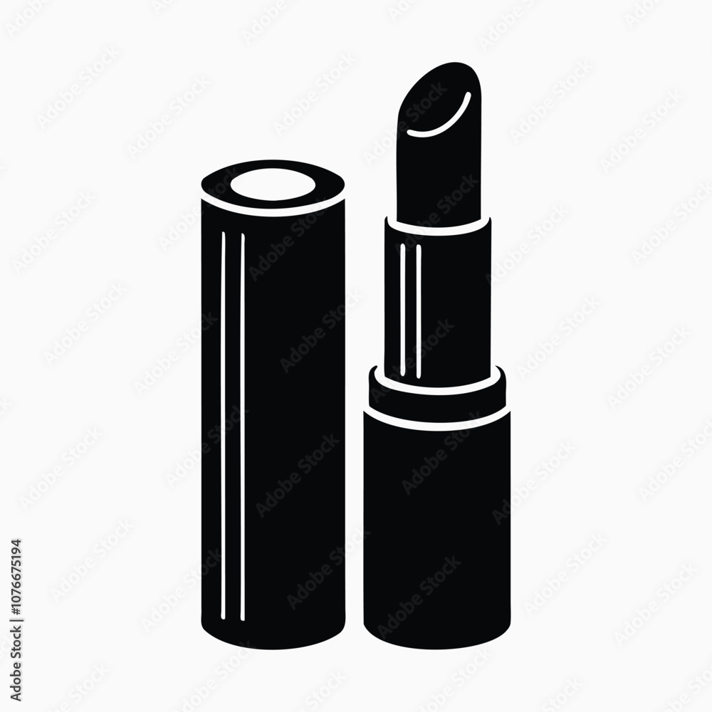 Obraz premium minimalist lip balm silhouette vector for cosmetic designs