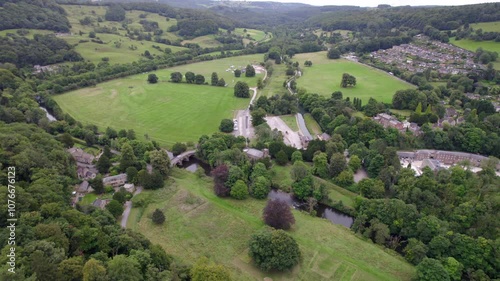 Cromford Wharf St.Mary's Church by drone, England