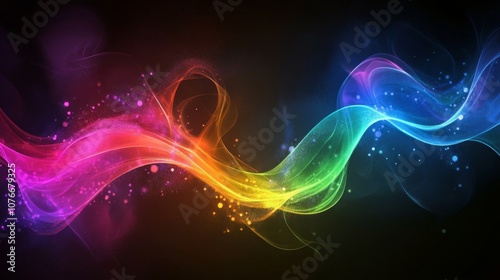 Colorful swirling patterns with vibrant shades of pink, blue, green, and yellow on a dark background, creating an artistic digital design