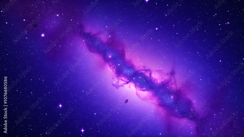 Fototapeta premium Beautiful colorful Nebula Cosmos: Stars, Galaxies, and Abstract Universe Background. Generative AI.