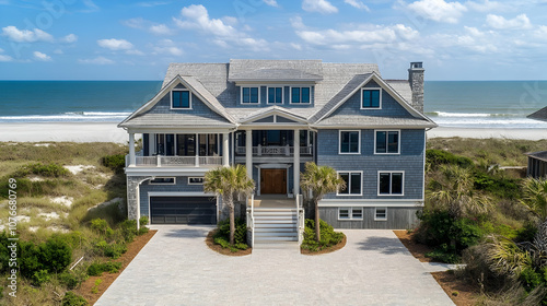 Hamptons beach house with private dune access and pristine Atlantic views, modern coastal estate with traditional shingle style architecture