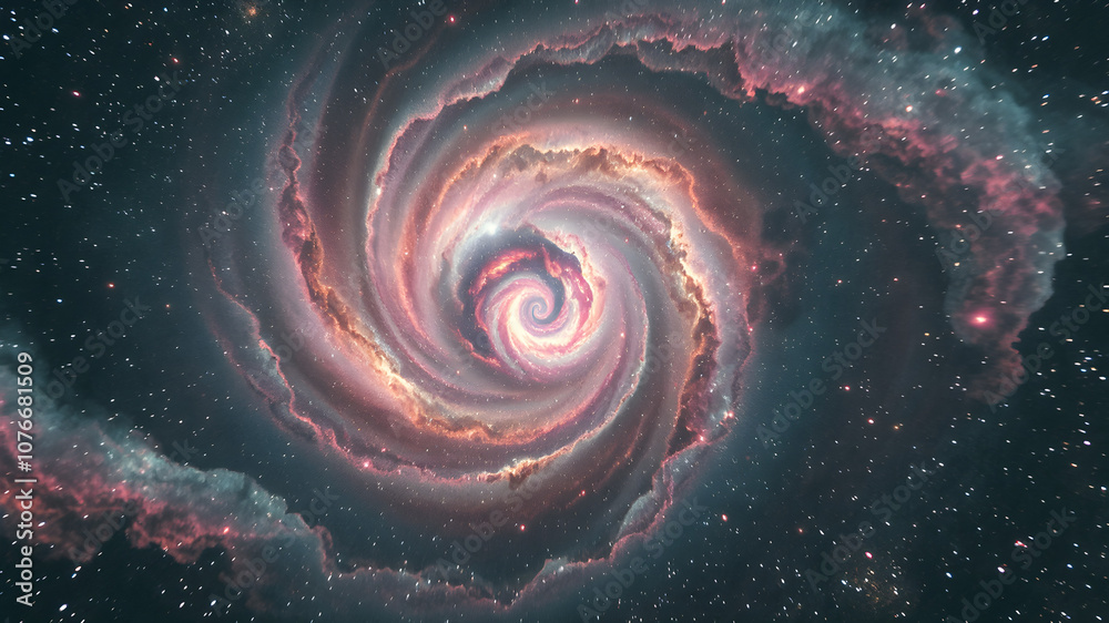 Fototapeta premium Beautiful colorful Nebula Cosmos: Stars, Galaxies, and Abstract, Spiral galaxy with starry light Universe Background. Generative AI.