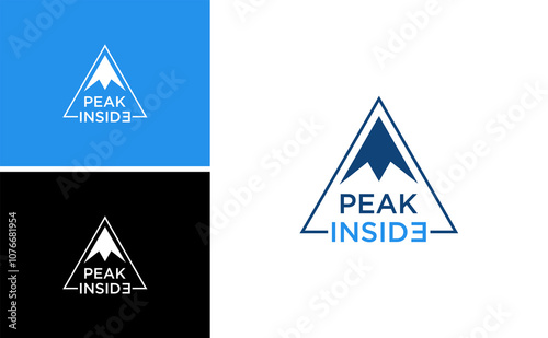 peak inside logo mountain summit adventure design vector
