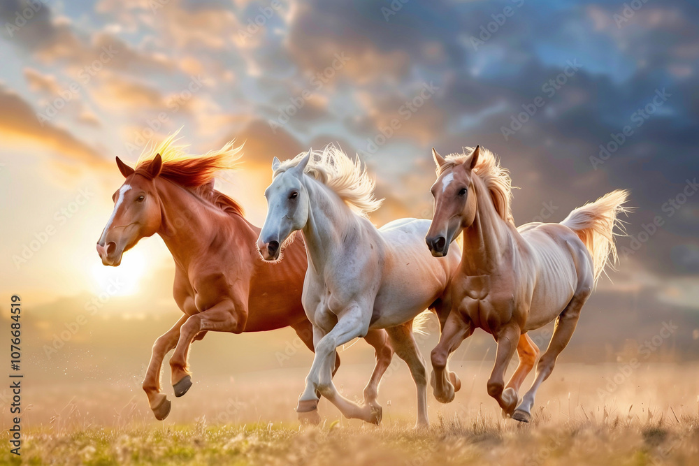three horses galloping three horses galloping