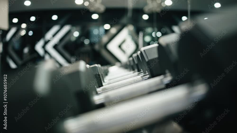 Focus on a well-organized room with an emphasis on equipment details. Concept of professional training and motivation for training. Focus on a well-organized room with an emphasis on equipment details. Concept of professional training and motivation for training.