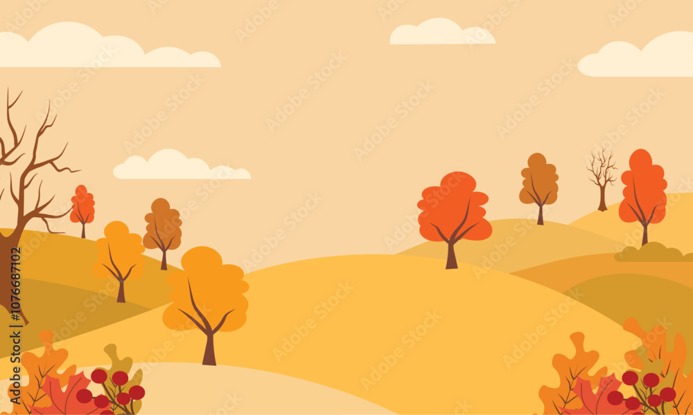 Naklejka premium autumn landscape with trees