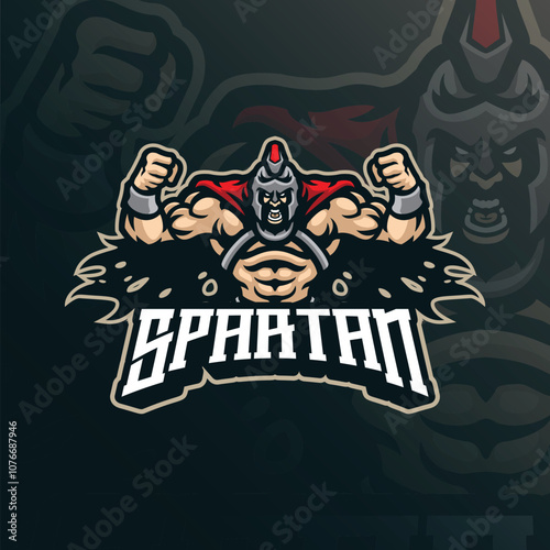 Spartan mascot logo design with modern illustration concept style for badge, emblem and t shirt printing. Angry spartan illustration for sport team.