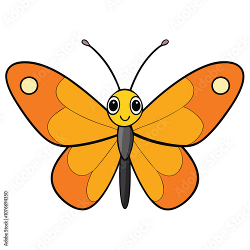 Orange Sulphur butterfly vector illustrations on a white background.