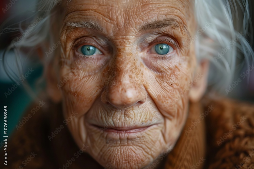 Middle Aged Woman Examining Nasolabial Folds by Touching Face With Finger Middle Aged Woman Examining Nasolabial Folds by Touching Face With Finger