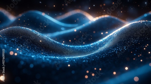 Glowing blue waves of light create a mesmerizing visual display in a darkened environment, showcasing dynamic flowing patterns