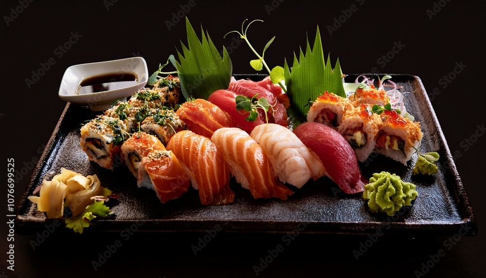 Japanese style assortment of sushi and sushi Japanese style assortment of sushi and sushi