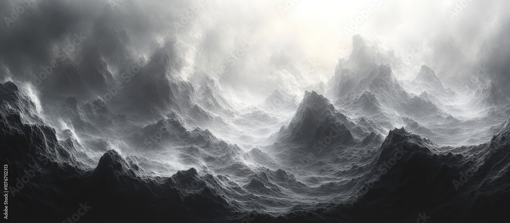 Mystical Mountain Range in Fog Mystical Mountain Range in Fog