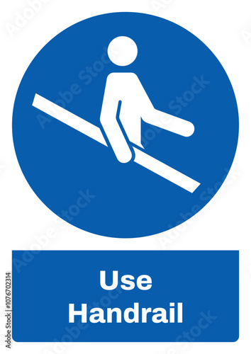 ISO mandatory safety signs sentence case text_use handrail_portrait size a4/a3/a2/a1 