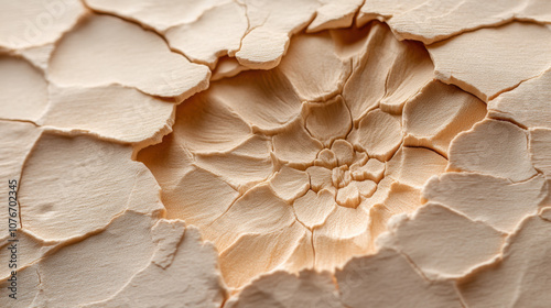 Wallpaper Mural Close-up of textured, peeling wood revealing intricate, natural patterns and shades of cream and beige. Torontodigital.ca