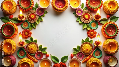 Cute Ethnic Diwali Diya Frame for Festive Celebrations and Invitations photo