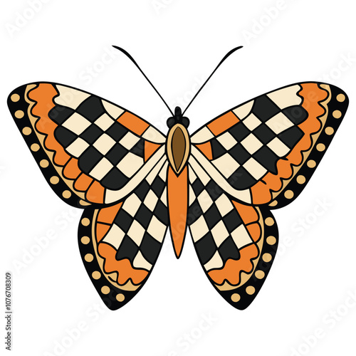 Painted Lady butterfly vector illustrations on a white background.