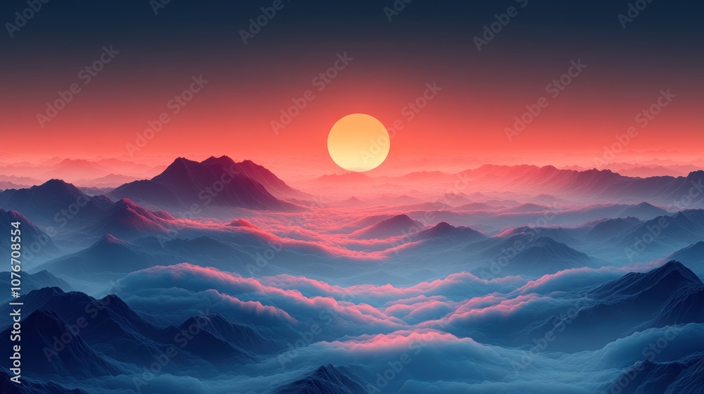 Fototapeta premium Sunset Over Mountains