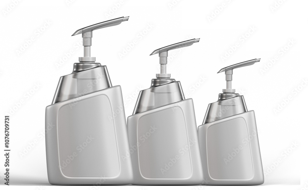 Obraz premium 3D Realistic Soap Bottle For Mockup – 3 Variations, PNG Transparent Background