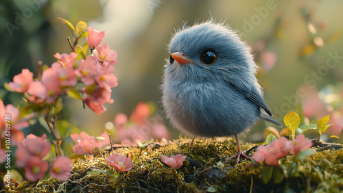 Niedlicher Vogel mit weichem Gefieder photo