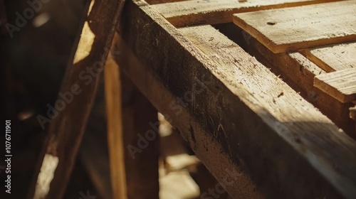 Rustic Wooden Table with Sunlight Highlights