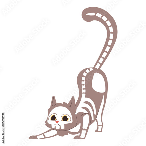 Cute Halloween Cat skeleton. Holidays cartoon character