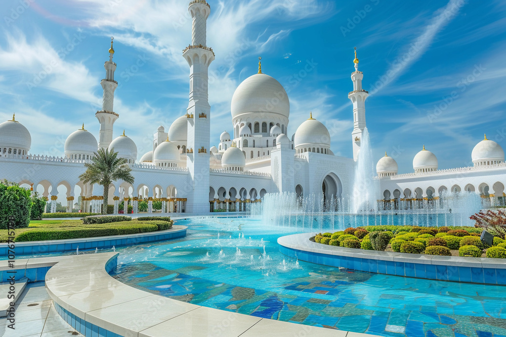 Fototapeta premium Fantastically beautiful fountain against backdrop of national park