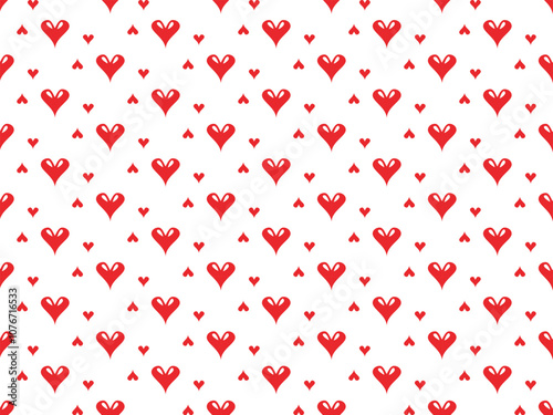 Seamless pattern with red hearts.