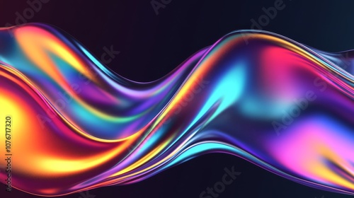 Vibrant swirling colors create a mesmerizing abstract design with flowing shapes and reflections, ideal for artistic backgrounds