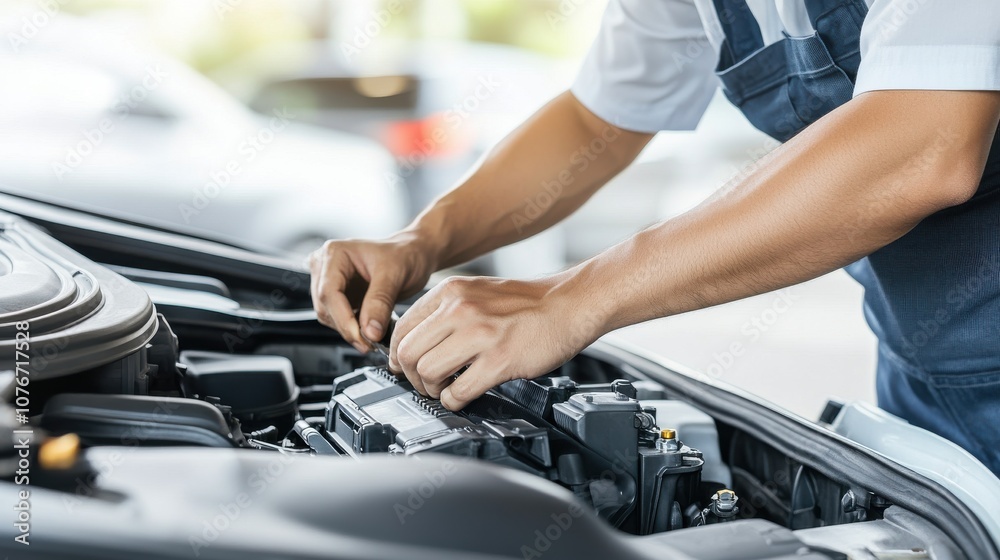 Expert mechanic adjusts car transmission for optimal performance and reliability during maintenance service Expert mechanic adjusts car transmission for optimal performance and reliability during maintenance service