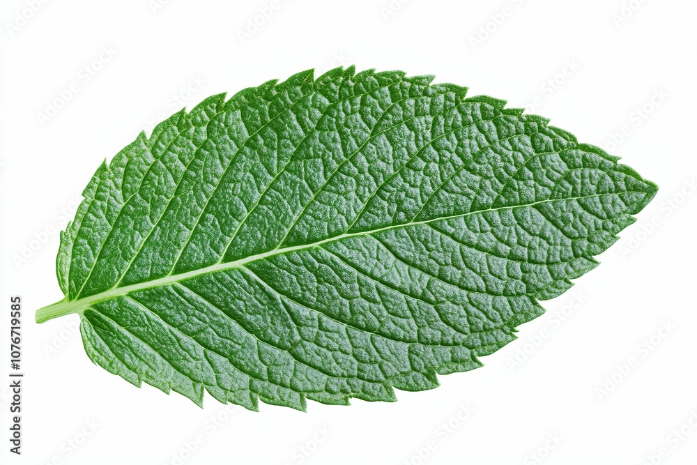 Obraz premium A Single Green Leaf with Veins and Texture