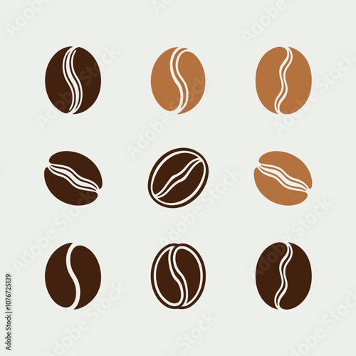 Flat Stylized Coffee Bean Vector Set
