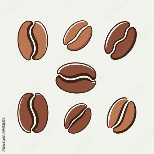 Flat Stylized Coffee Bean Vector Set
