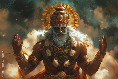 Brahma Indian mythology god in traditional attire