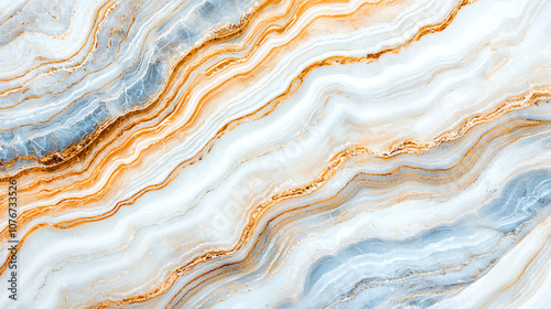 Abstract background Textured marble with swirling colors of blue, white, and orange creates stunning visual effect, showcasing natural beauty and elegance in design