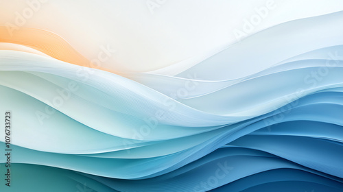 Abstract background Soft waves in cool tones of blue and aqua create serene gradient, evoking calmness and tranquility. gentle curves flow seamlessly, enhancing soothing atmosphere