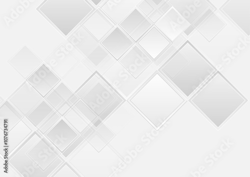 Grey white glossy squares abstract technology design. Geometric vector background
