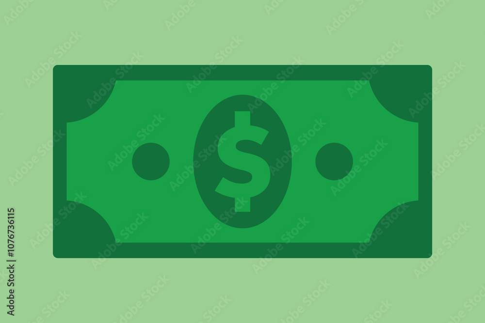 A simple green rectangular icon depicting a US dollar bill with a large dollar sign in the center. A simple green rectangular icon depicting a US dollar bill with a large dollar sign in the center.