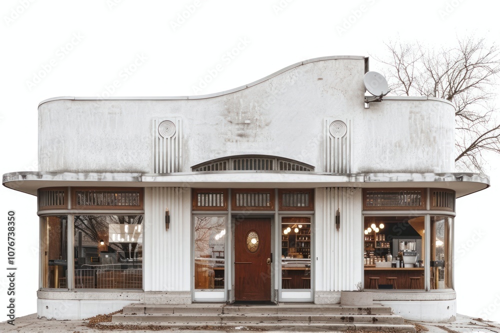 Fototapeta premium Art deco coffee shop restaurant indoors diner.